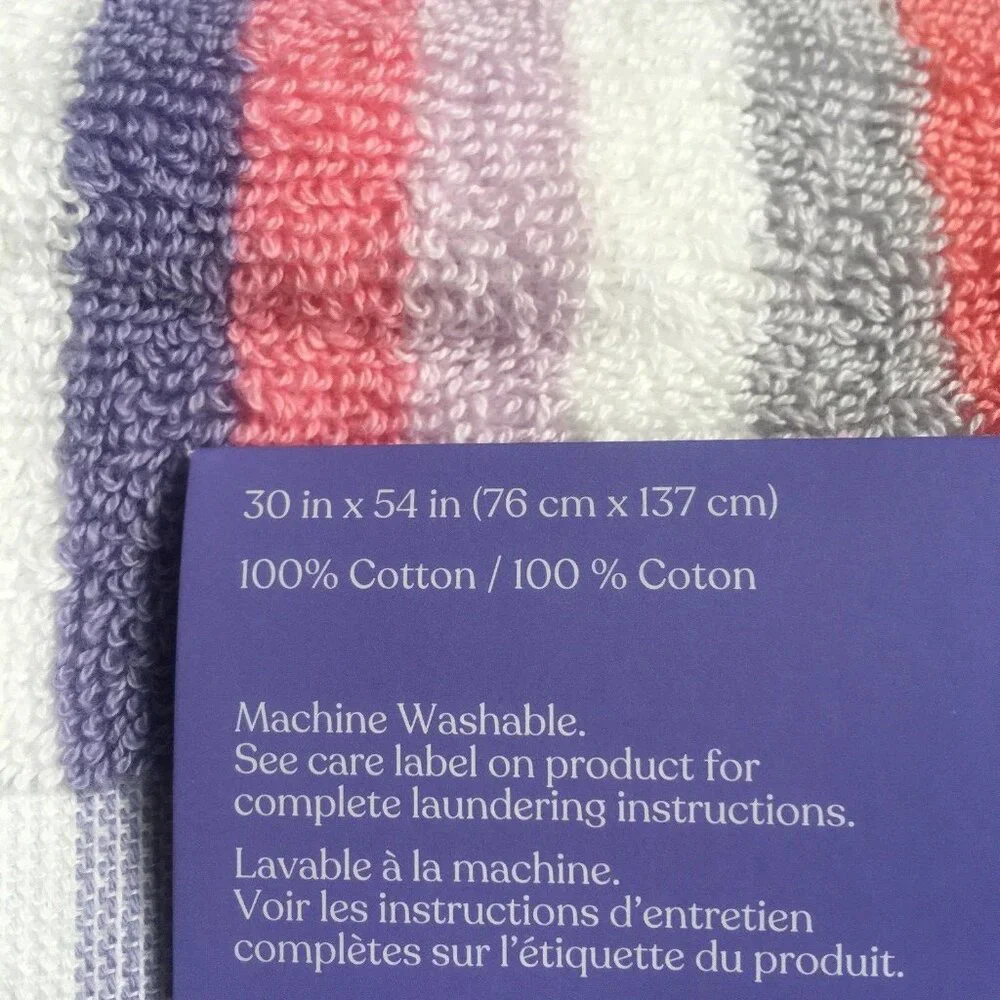 4 brand new Wild Sage Shae Multicolor Stripe 100% Cotton BATH Towels